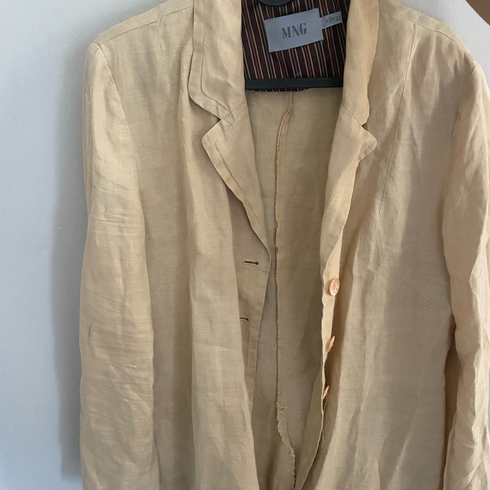 MANGO tan linen suit (jacket and pant set)